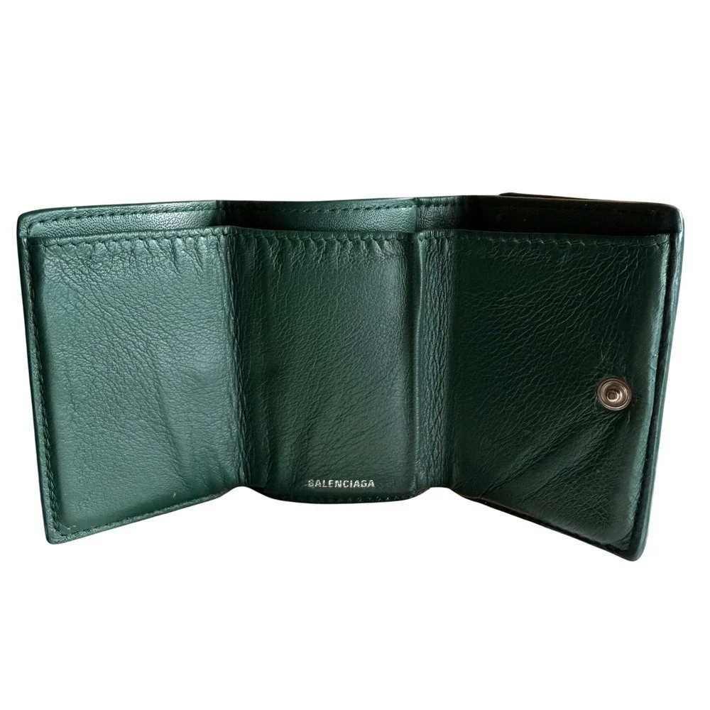 Balenciaga Papier Mini Wallet Leather Minimalist O/S Green Quiet Luxury